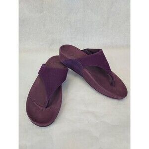 Fitflop Lulu Canvas Thong Sandal Women's 9 Deep Plum Toe Post Wobbleboard Beach